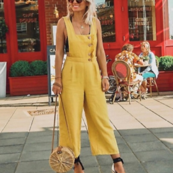 zara jumpsuit yellow